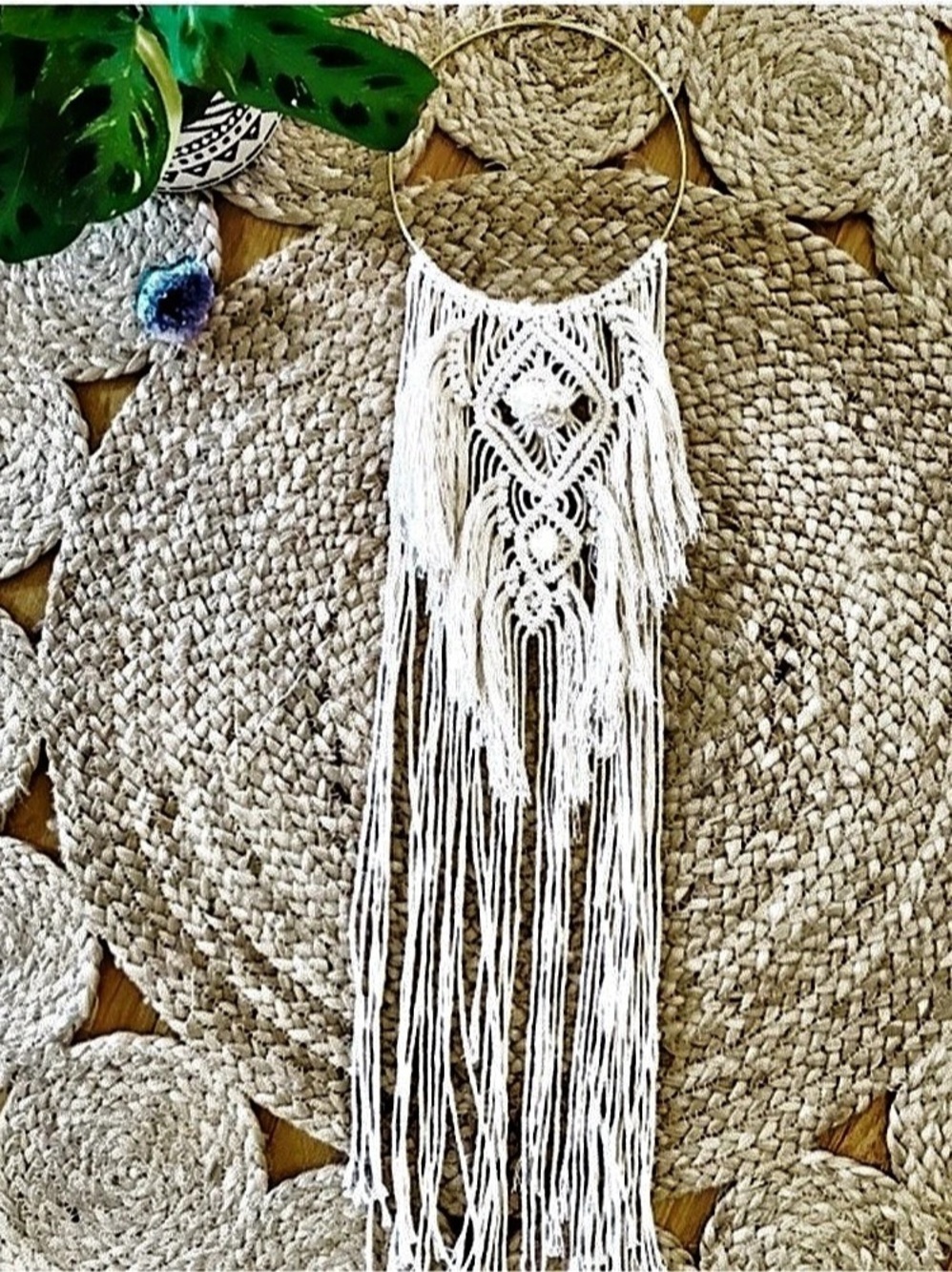 Macrame Wall Hanging on Gold Ring Decor